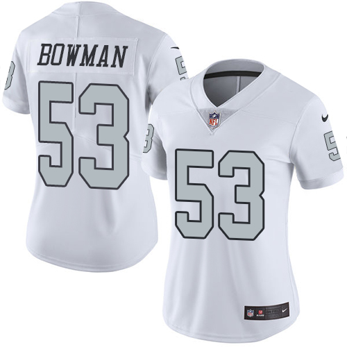 Nike Raiders #53 NaVorro Bowman White Women's Stitched NFL Limited Rush Jersey
